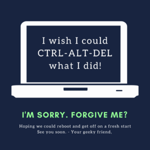 Blue Geeky Apology Card