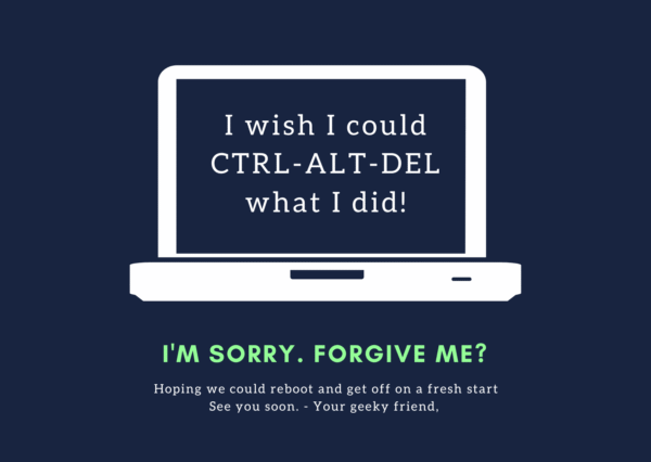 Blue Geeky Apology Card