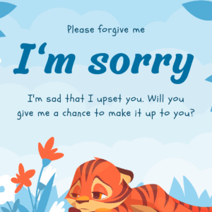 Blue Orange Illustration Typography Apology Card