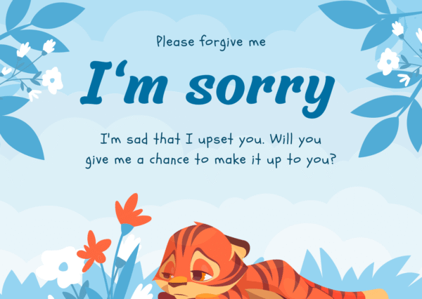 Blue Orange Illustration Typography Apology Card