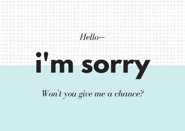 Blue White Minimal Grid Apology Card