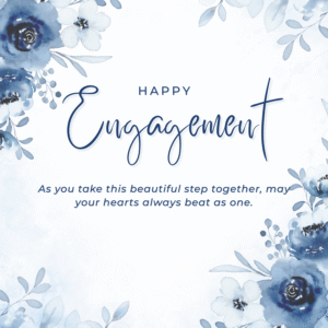 Blue and White Floral Watercolor Engagement Card