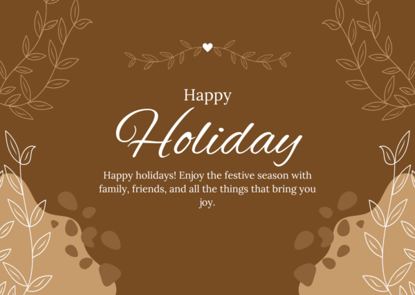 Brown Illustrative Happy Holiday Card