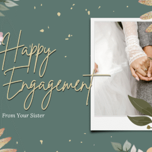 Green Brown Floral Engagement Party Card