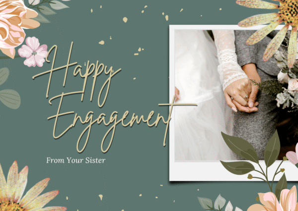 Green Brown Floral Engagement Party Card