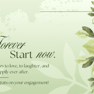 Green Watercolour Floral Engagement Card