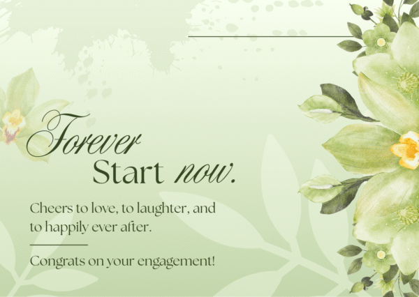 Green Watercolour Floral Engagement Card
