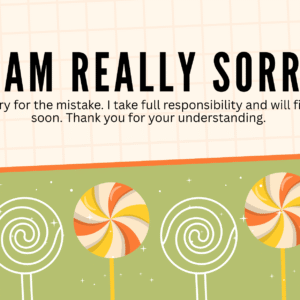 Green and Orange  Cute Apology Card Landscape