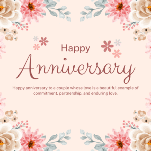 Pink Floral Happy Anniversary Card