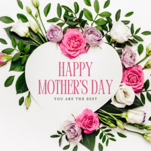 Pink White and Green Elegant Mother's Day Card