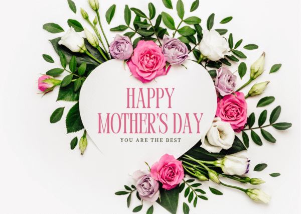 Pink White and Green Elegant Mother's Day Card