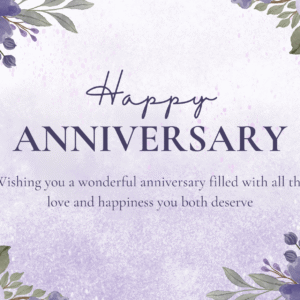 Purple Watercolor Floral Happy Anniversary Card